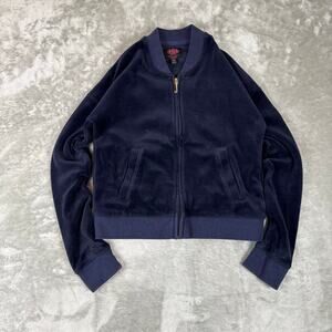 Juicy Couture Dark Blue Black Label Womens Jacket Velour Jacket Size 12